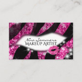 Make-up artiest Glam Pink Glitter Lips Zebra Print Visitekaartje (Voorkant)