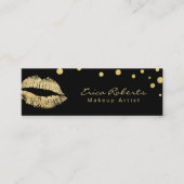 Make-up artiest Glitter Lips Modern Zwart & Goud Mini Visitekaartje (Voorkant)