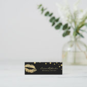 Make-up artiest Glitter Lips Modern Zwart & Goud Mini Visitekaartje (Staand voorkant)