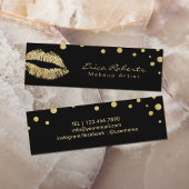 Make-up artiest Glitter Lips Modern Zwart & Goud Mini Visitekaartje