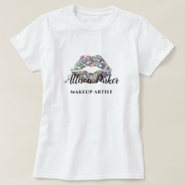 MAKE-UP ARTIEST Glitter Logo Kiss Naam T-shirt