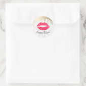 Make-up Artiest Goud Drips Rode Lippen Schoonheids Ronde Sticker (Tas)
