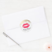 Make-up Artiest Goud Drips Rode Lippen Schoonheids Ronde Sticker (Envelop)