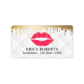 Make-up Artiest Goud Drips Rood Goud Lips Salon Etiket (Voorkant)