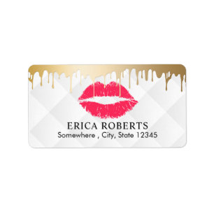 Make-up Artiest Goud Drips Rood Goud Lips Salon Etiket