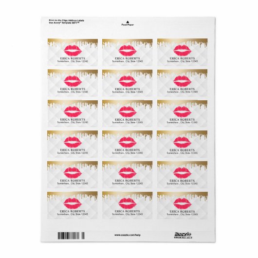 Make-up Artiest Goud Drips Rood Goud Lips Salon Etiket (Full Sheet)