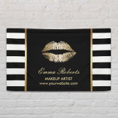Make-up Artiest Gouden Lippen Modern Zwart Wit Str Spandoek