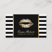 Make-up artiest gouden lippen moderne strepen klantenkaartje (Voorkant)