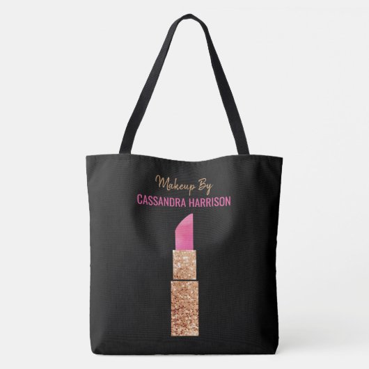 Make-up Artiest Gouden Sequin Glam Lipstick Salon Tote Bag (Achterkant)