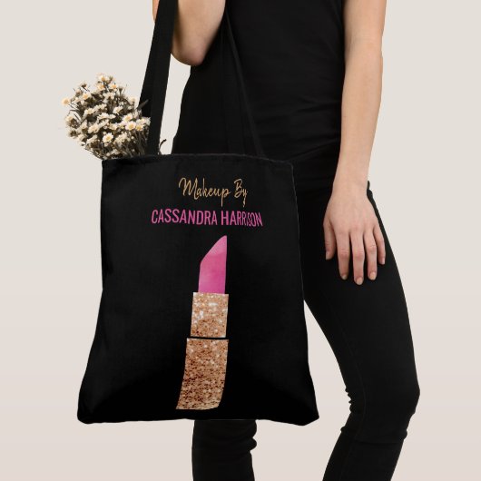 Make-up Artiest Gouden Sequin Glam Lipstick Salon Tote Bag (Dichtbij)