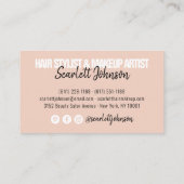 Make-up artiest haar foto vet script blush roze visitekaartje (Achterkant)