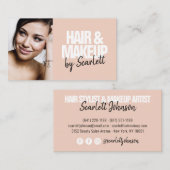 Make-up artiest haar foto vet script blush roze visitekaartje (Voorkant / Achterkant)