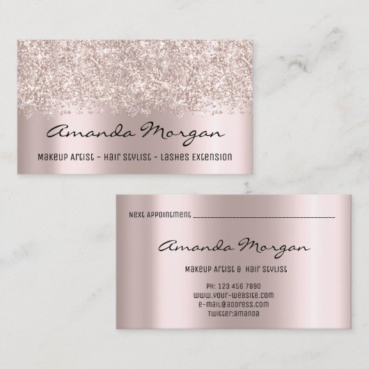 Make-up artiest haar salon wimper extensie Roos Visitekaartje (Voorkant / Achterkant)