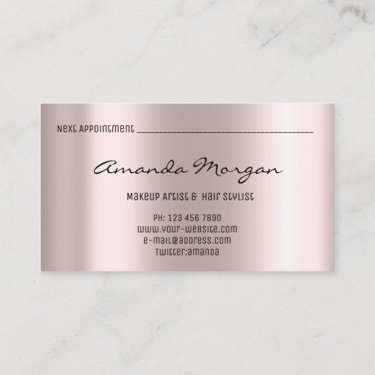 Make-up artiest haar salon wimper extensie Roos Visitekaartje (Achterkant)