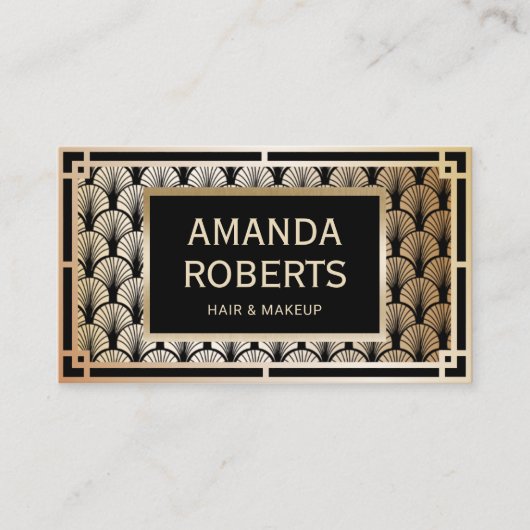 Make-up Artiest & Haar Stylist Elegant Goud Art De Visitekaartje (Voorkant)