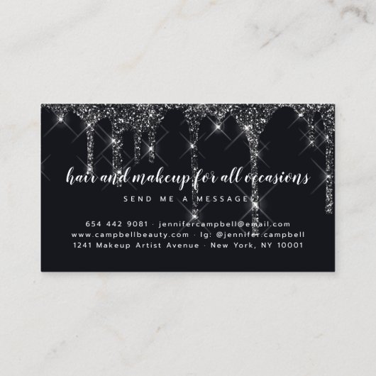 Make-up artiest haar stylist glitter druppels zwar visitekaartje (Achterkant)