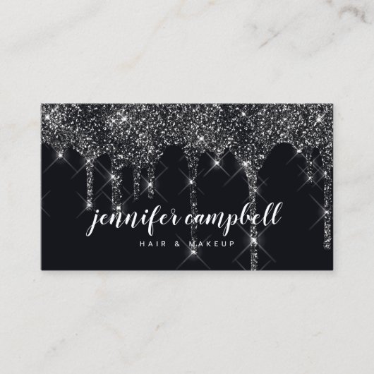 Make-up artiest haar stylist glitter druppels zwar visitekaartje (Voorkant)