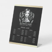 Make-up Artiest Haar Stylist Modern Zwart Prijslij Reclamebord Met Voetstuk (Voorkant)