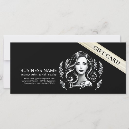 Make-up Artiest Haar Stylist Modern Zwart Wit Goud (Voorkant)