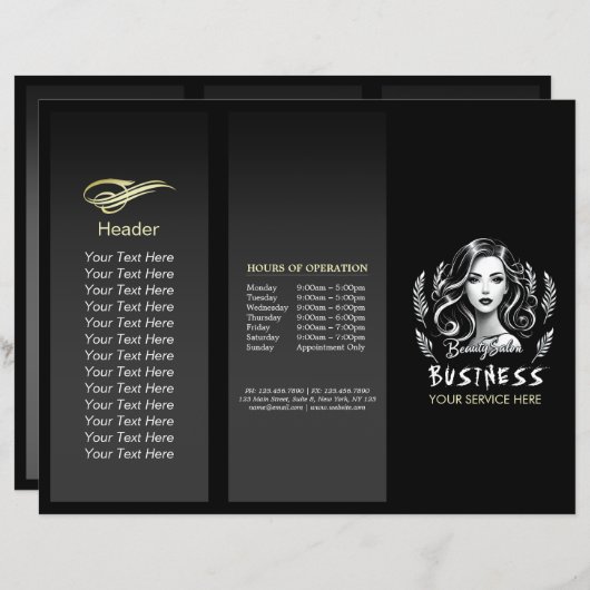 Make-up Artiest Haar Stylist Modern Zwart Wit Goud (Voorkant / Achterkant)