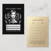 Make-up Artiest Haar Stylist Modern Zwart Wit Goud Afsprakenkaartje (Voorkant / Achterkant)