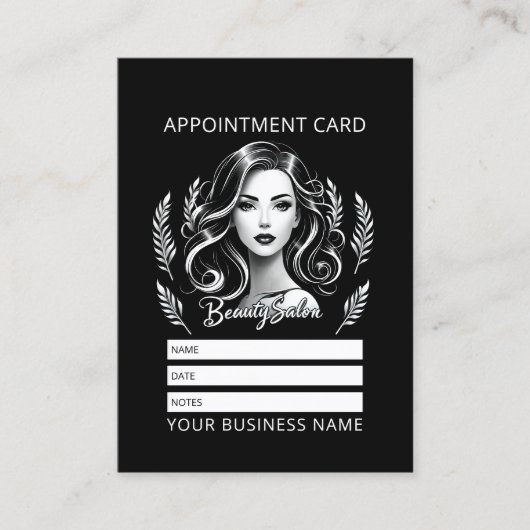 Make-up Artiest Haar Stylist Modern Zwart Wit Goud Afsprakenkaartje (Voorkant)