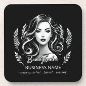 Make-up Artiest Haar Stylist Modern Zwart Wit Goud Bier Onderzetter (Voorkant)