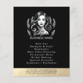 Make-up Artiest Haar Stylist Modern Zwart Wit Goud Flyer (Voorkant)