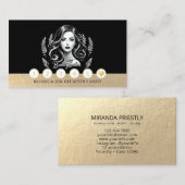 Make-up Artiest Haar Stylist Modern Zwart Wit Goud Klantenkaartje (Voorkant / Achterkant)