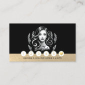 Make-up Artiest Haar Stylist Modern Zwart Wit Goud Klantenkaartje (Voorkant)