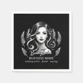 Make-up Artiest Haar Stylist Modern Zwart Wit Goud Servet (Voorkant)