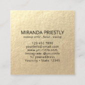 Make-up Artiest Haar Stylist Modern Zwart Wit Goud Vierkante Visitekaartje (Achterkant)