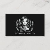 Make-up Artiest Haar Stylist Modern Zwart Wit Goud Visitekaartje (Voorkant)