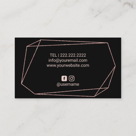 Make-up Artiest Haar Stylist Roze Zwart Marmeren S Visitekaartje (Achterkant)