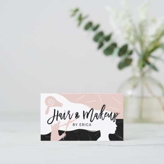 Make-up Artiest Haar Stylist Roze Zwart Marmeren S Visitekaartje (Staand voorkant)