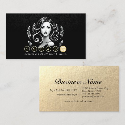 Make-up Artiest Haar Stylist Schoonheidssalon Lash Klantenkaartje (Voorkant / Achterkant)