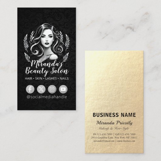 Make-up Artiest Haar Stylist Schoonheidssalon Lash Visitekaartje (Voorkant / Achterkant)