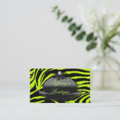 make-up artiest haarstylist Lime Green Zebra print Visitekaartje (Staand voorkant)