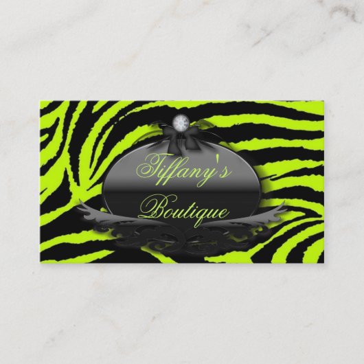 make-up artiest haarstylist Lime Green Zebra print Visitekaartje (Voorkant)