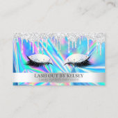 Make-up Artiest Holografisch Platina Glitter Drips Visitekaartje (Voorkant)