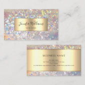 Make-up Artiest Holografische Glitter Elegant Goud Visitekaartje (Voorkant / Achterkant)
