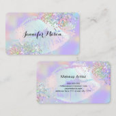 Make-up Artiest Holografische Glitter Lippen Paars Visitekaartje (Voorkant / Achterkant)
