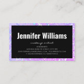 Make-up Artiest Holografische Glitter Script Paars Visitekaartje (Achterkant)
