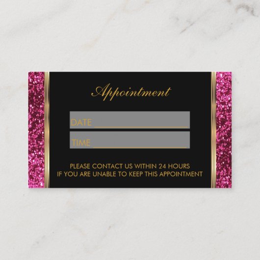 Make-up Artiest Hot Pink Glitter Afspraak Afsprakenkaartje (Achterkant)