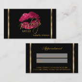 Make-up artiest Hot Pink Glitter Lips Afspraak Afsprakenkaartje (Voorkant / Achterkant)