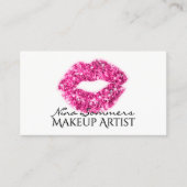Make-up Artiest Hot Pink Glitter Lips Zebra Print Visitekaartje (Voorkant)