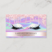 Make-up artiest iriserend + roze druppelen glitter visitekaartje (Voorkant)