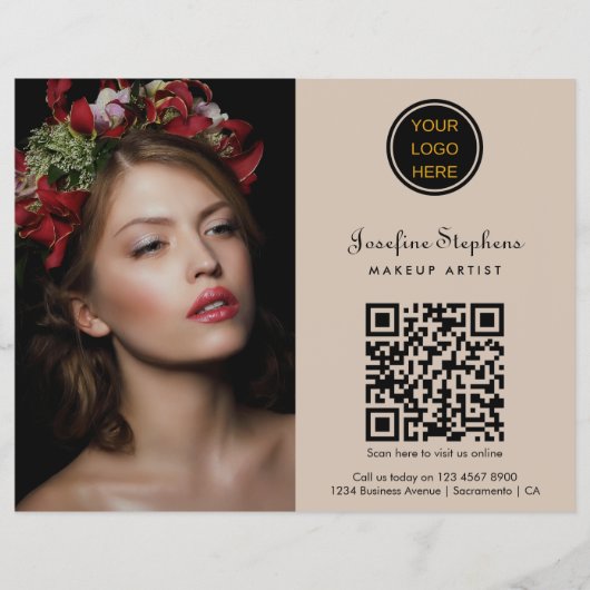 Make-up Artiest Kapper Zakelijk Logo QR Code Flyer (Voorkant)