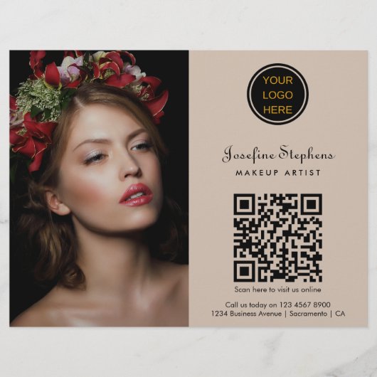 Make-up Artiest Kapper Zakelijk Logo QR Code Flyer (Voorkant)
