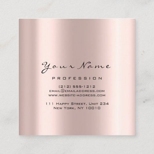 Make-up Artiest Lash Extension Diamond Pink RoseGl Vierkante Visitekaartje (Achterkant)